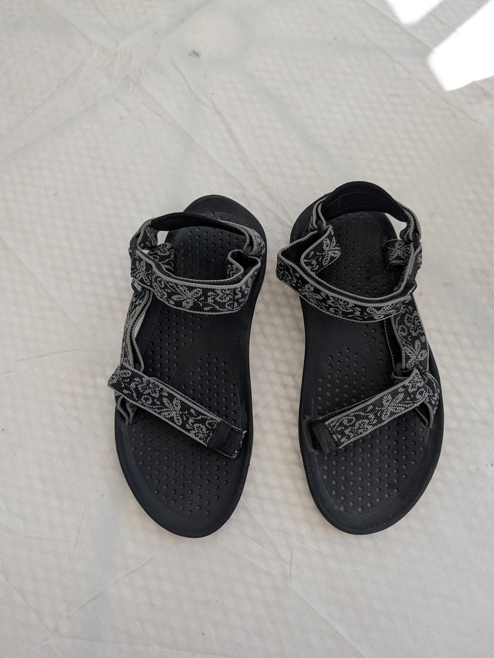 Teva Black Outdoor Strappy Sandals with Patterned Webbing